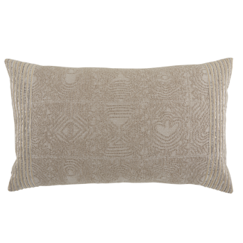 Natural Woven Jacquard with Sand Cotton Velvet and Metallic Silver Trim