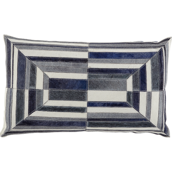 Navy Velvet with Geometric Grey, Navy and Creme Hide Applique