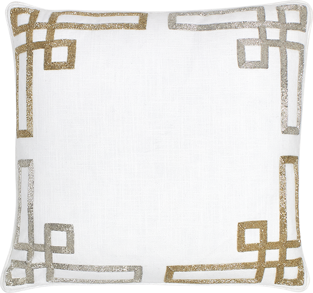 Creme Linen with Silver & Gold Crystal Beaded Link Border