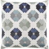 Creme Velvet with Multi Blue & Silver Metallic Medallion Embroidery