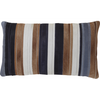 Teal, Navy, Tan & Creme Hide Stripes on Natural Linen Backing