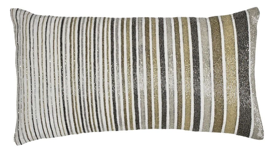 Creme Velvet with Multi Crystal Bead Stripes