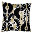 Creme Slub with Black Embroidered & Gold Crystal Bead Ikat