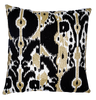 Creme Slub with Black Embroidered & Gold Crystal Bead Ikat