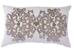 Creme Linen with Silver Velvet Applique, Natural Embroidery and Beads